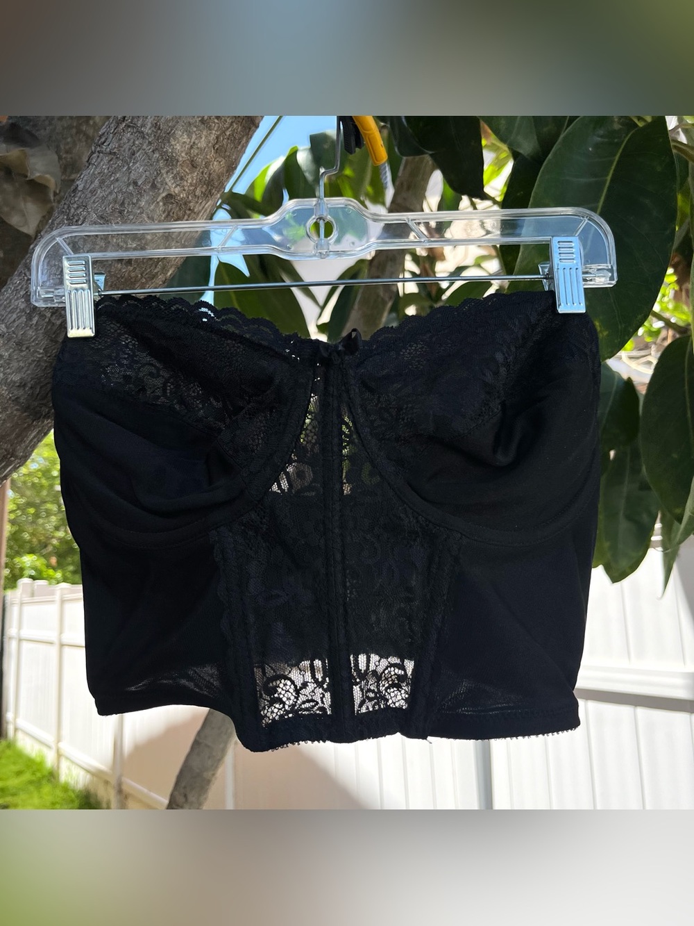 Vintage Warners Black Lace Cropped Corset Bra with a Small Bow Detail !